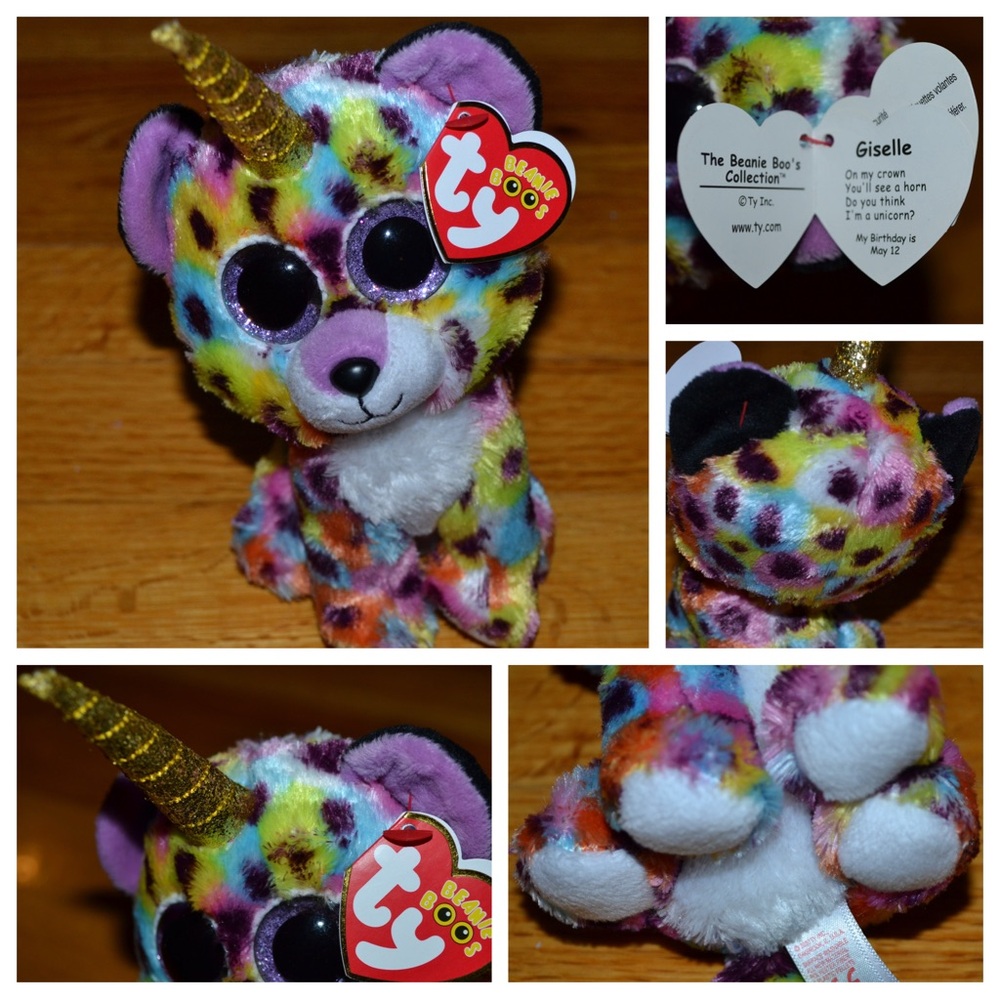 Ty, Inc. 8” Slush Beanie Boos multi-colored stuffed Giselle caticorn